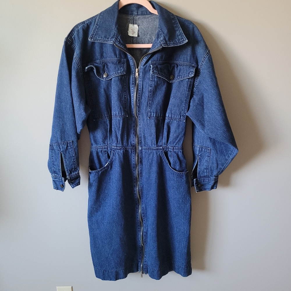 1980s denim zip front dress - Picture 9 of 9